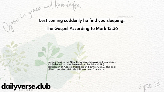 Bible Verse Wallpaper 13:36 from The Gospel According to Mark