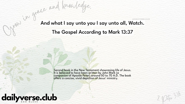 Bible Verse Wallpaper 13:37 from The Gospel According to Mark