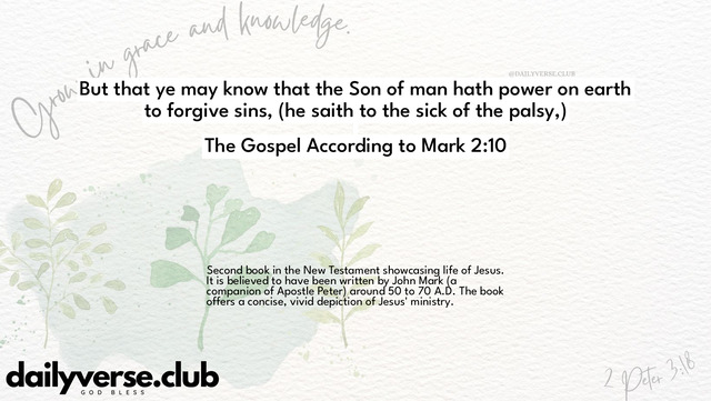Bible Verse Wallpaper 2:10 from The Gospel According to Mark
