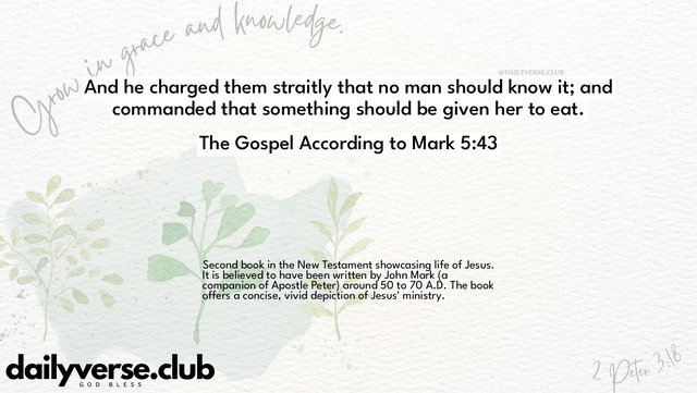 Bible Verse Wallpaper 5:43 from The Gospel According to Mark