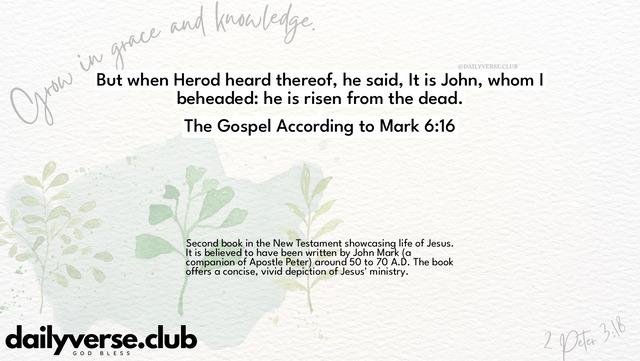 Bible Verse Wallpaper 6:16 from The Gospel According to Mark