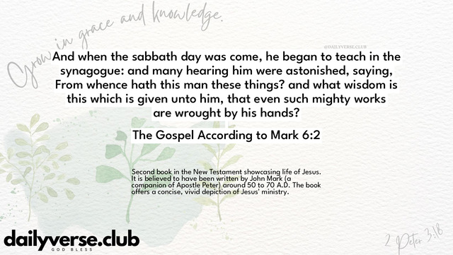 Bible Verse Wallpaper 6:2 from The Gospel According to Mark