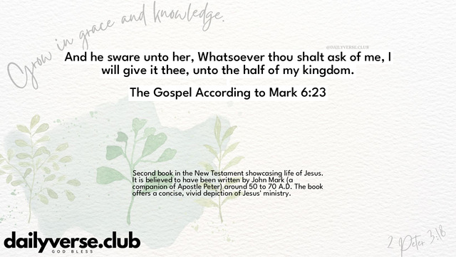 Bible Verse Wallpaper 6:23 from The Gospel According to Mark