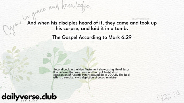 Bible Verse Wallpaper 6:29 from The Gospel According to Mark