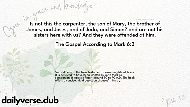 Bible Verse Wallpaper 6:3 from The Gospel According to Mark