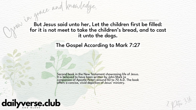 Bible Verse Wallpaper 7:27 from The Gospel According to Mark