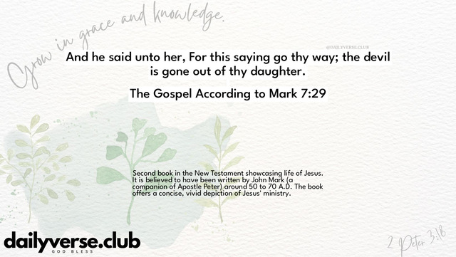 Bible Verse Wallpaper 7:29 from The Gospel According to Mark