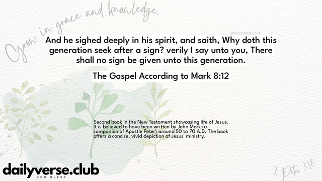 Bible Verse Wallpaper 8:12 from The Gospel According to Mark