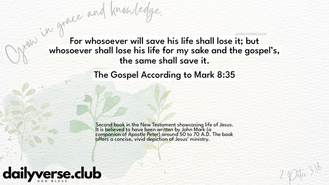 Bible Verse Wallpaper 8:35 from The Gospel According to Mark