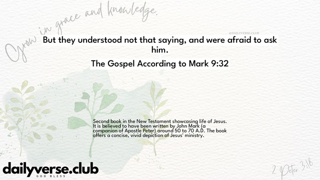Bible Verse Wallpaper 9:32 from The Gospel According to Mark