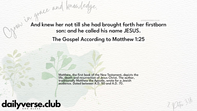 Bible Verse Wallpaper 1:25 from The Gospel According to Matthew