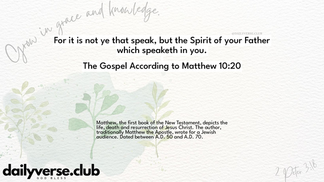 Bible Verse Wallpaper 10:20 from The Gospel According to Matthew