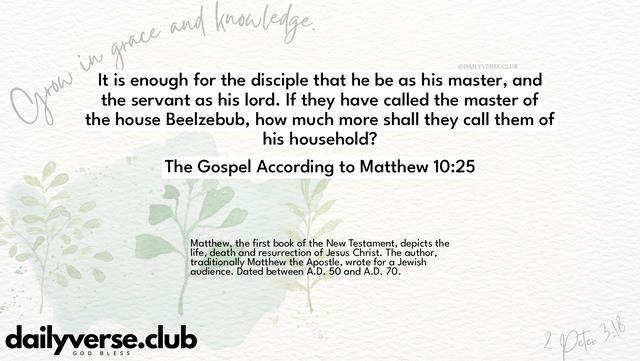 Bible Verse Wallpaper 10:25 from The Gospel According to Matthew