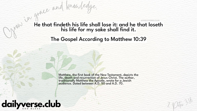 Bible Verse Wallpaper 10:39 from The Gospel According to Matthew