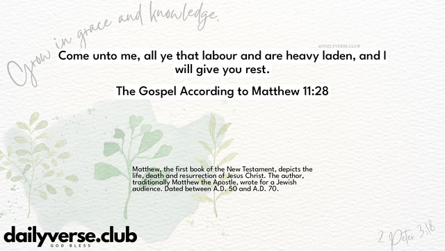 Bible Verse Wallpaper 11:28 from The Gospel According to Matthew