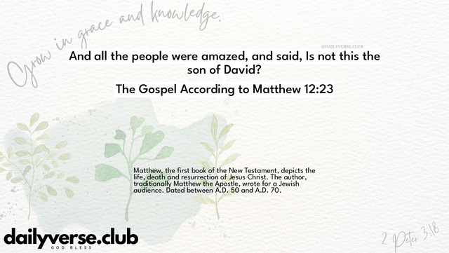 Bible Verse Wallpaper 12:23 from The Gospel According to Matthew