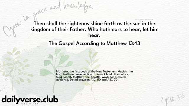 Bible Verse Wallpaper 13:43 from The Gospel According to Matthew