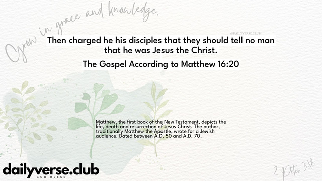 Bible Verse Wallpaper 16:20 from The Gospel According to Matthew