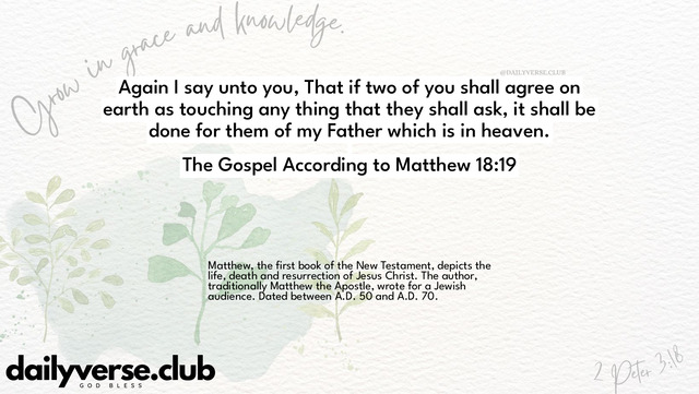 Bible Verse Wallpaper 18:19 from The Gospel According to Matthew