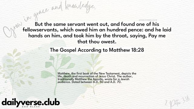 Bible Verse Wallpaper 18:28 from The Gospel According to Matthew