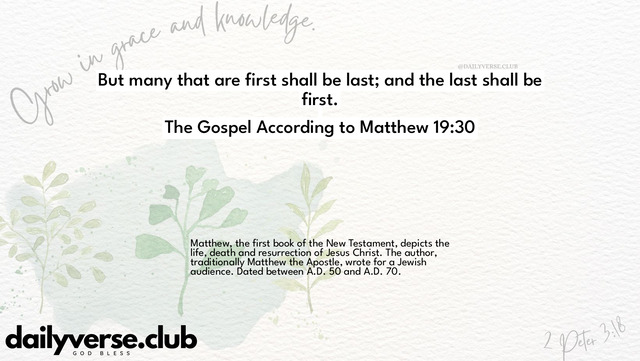 Bible Verse Wallpaper 19:30 from The Gospel According to Matthew