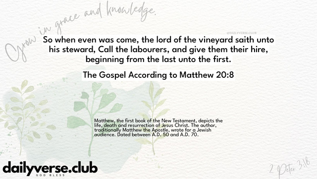 Bible Verse Wallpaper 20:8 from The Gospel According to Matthew