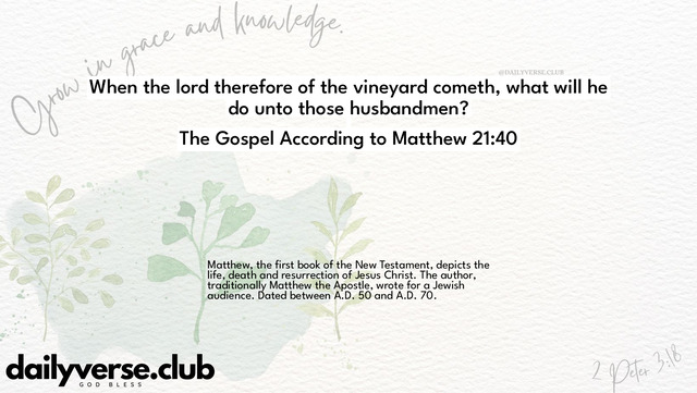 Bible Verse Wallpaper 21:40 from The Gospel According to Matthew