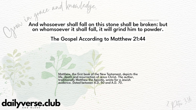 Bible Verse Wallpaper 21:44 from The Gospel According to Matthew