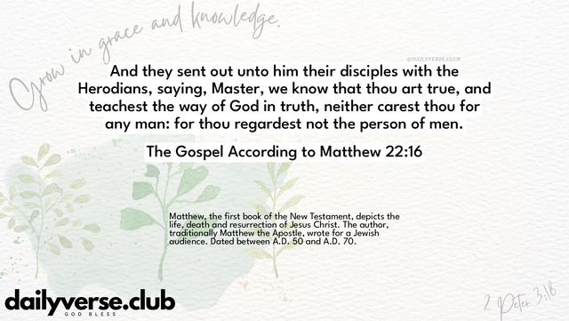 Bible Verse Wallpaper 22:16 from The Gospel According to Matthew