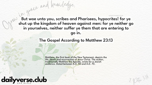 Bible Verse Wallpaper 23:13 from The Gospel According to Matthew