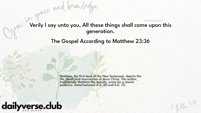 Bible Verse Wallpaper 23:36 from The Gospel According to Matthew
