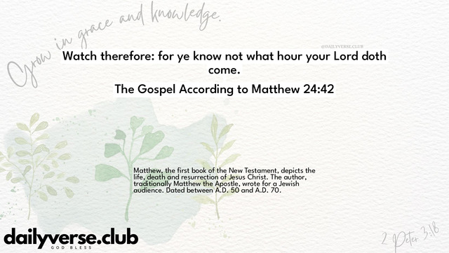 Bible Verse Wallpaper 24:42 from The Gospel According to Matthew