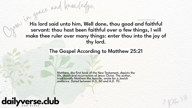 Bible Verse Wallpaper 25:21 from The Gospel According to Matthew