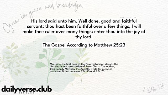 Bible Verse Wallpaper 25:23 from The Gospel According to Matthew