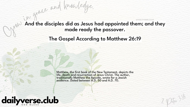 Bible Verse Wallpaper 26:19 from The Gospel According to Matthew
