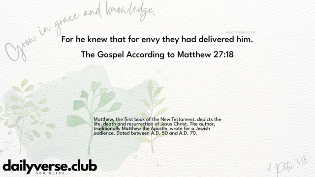 Bible Verse Wallpaper 27:18 from The Gospel According to Matthew