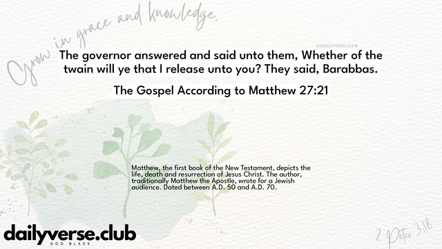 Bible Verse Wallpaper 27:21 from The Gospel According to Matthew