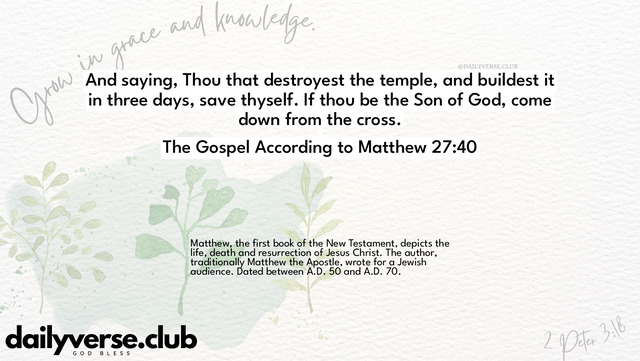 Bible Verse Wallpaper 27:40 from The Gospel According to Matthew
