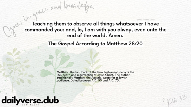 Bible Verse Wallpaper 28:20 from The Gospel According to Matthew
