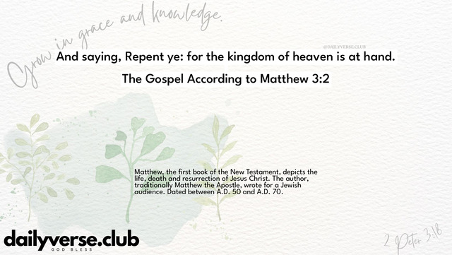 Bible Verse Wallpaper 3:2 from The Gospel According to Matthew