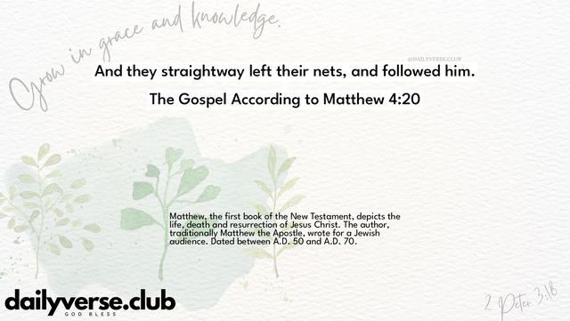 Bible Verse Wallpaper 4:20 from The Gospel According to Matthew