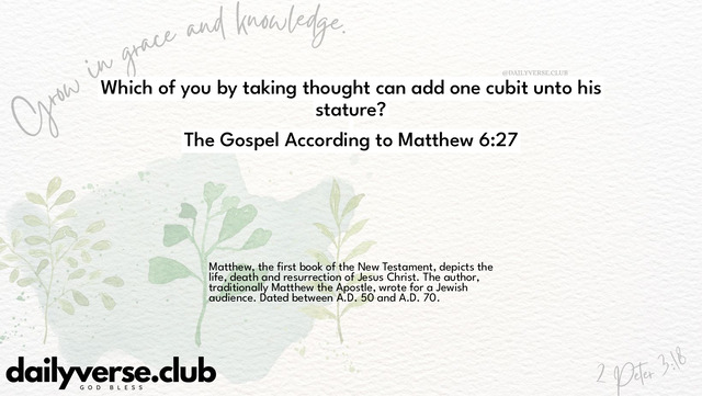 Bible Verse Wallpaper 6:27 from The Gospel According to Matthew