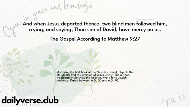 Bible Verse Wallpaper 9:27 from The Gospel According to Matthew