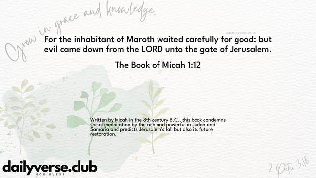 Bible Verse Wallpaper 1:12 from The Book of Micah