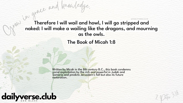 Bible Verse Wallpaper 1:8 from The Book of Micah