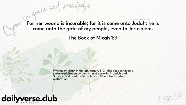 Bible Verse Wallpaper 1:9 from The Book of Micah