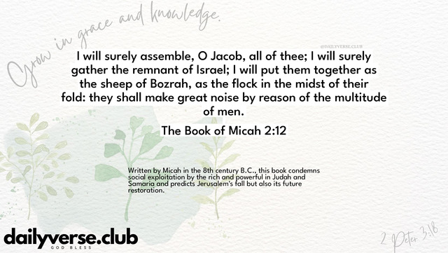 Bible Verse Wallpaper 2:12 from The Book of Micah