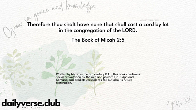 Bible Verse Wallpaper 2:5 from The Book of Micah