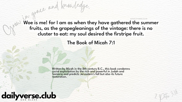 Bible Verse Wallpaper 7:1 from The Book of Micah