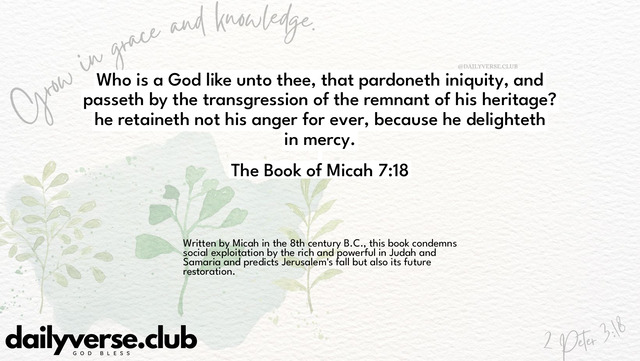 Bible Verse Wallpaper 7:18 from The Book of Micah